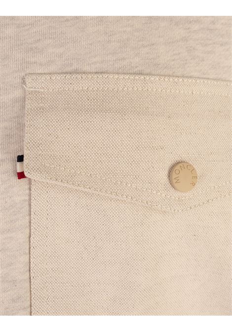 Felpa Con Zip e Cappuccio In Cotone e Lino Grigio Ghiaccio MONCLER GRENOBLE | 098-8G00006 8098U977